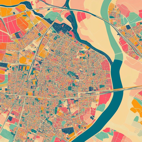 色彩斑斓的城市鸟瞰图