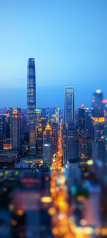 城市夜景鸟瞰高楼大厦灯光璀璨的景象