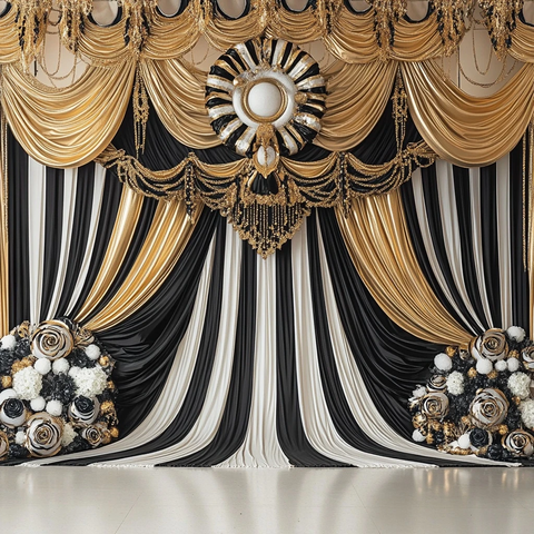 金色黑白条纹狂欢节摄影