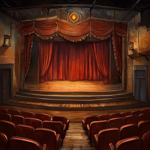 剧院学校假期归来背景图