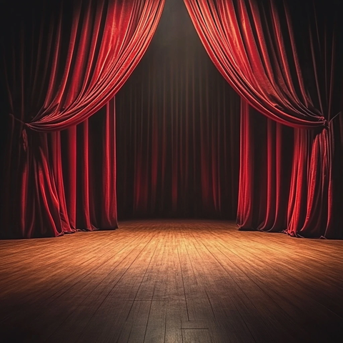 剧场舞台红色幕布