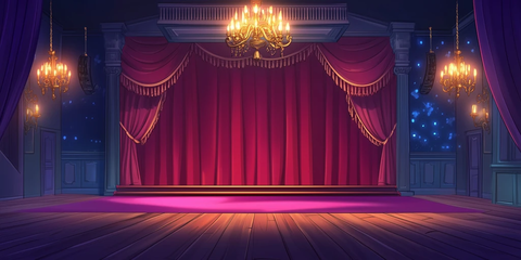 舞台红幕与吊灯