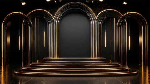 黑色金色舞台背景元素