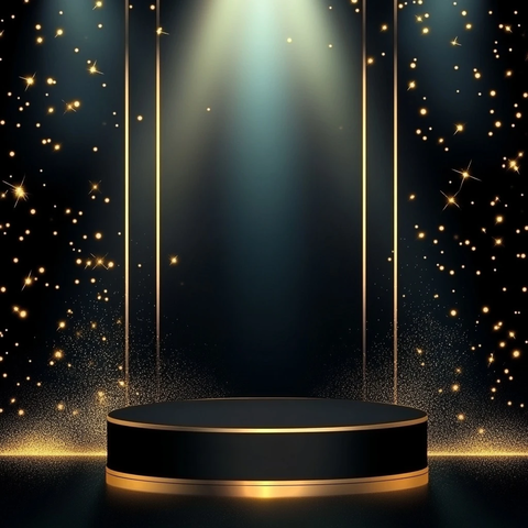 金色线条框架讲台