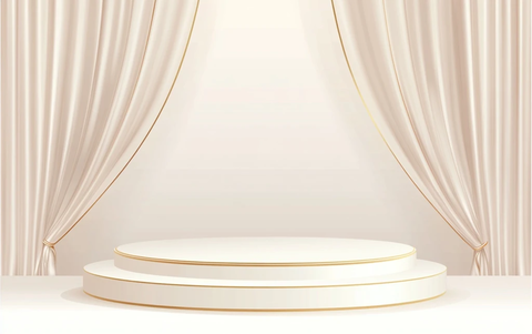 白色背景金色线条椭圆形舞台