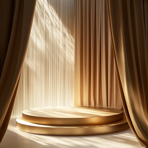 金色讲台与阳光窗帘