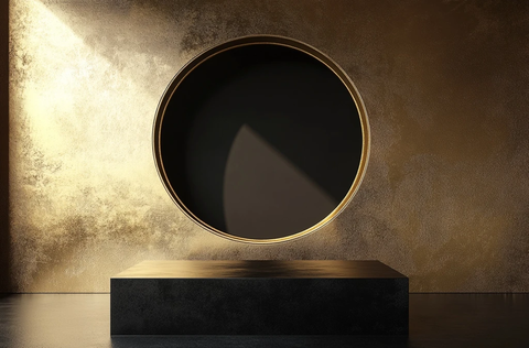 金色圆框与黑色屏幕