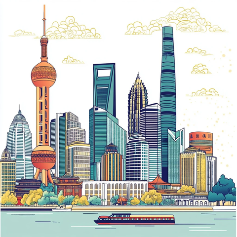 东方明珠旁的摩天大楼建筑群景观