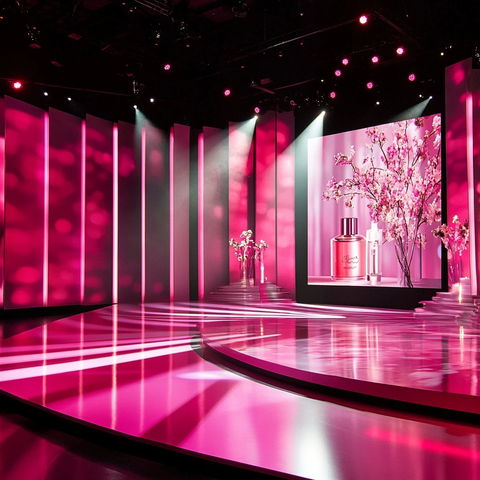 舞台设计粉红灯光香水主题