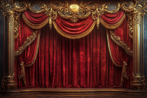 红色天鹅绒歌剧幕布