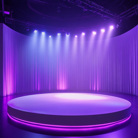 白色TED演讲舞台与紫色灯光