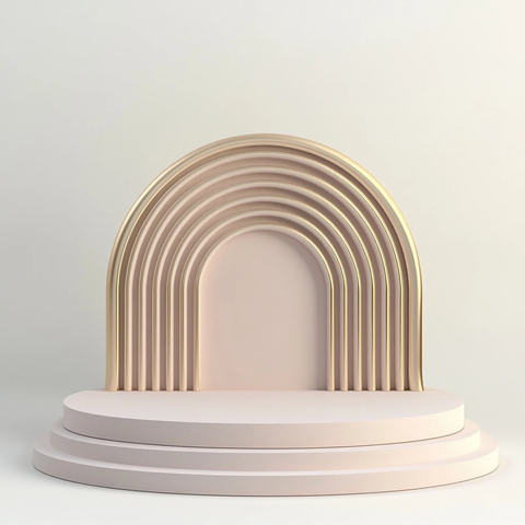 白色背景上的3D彩色讲台