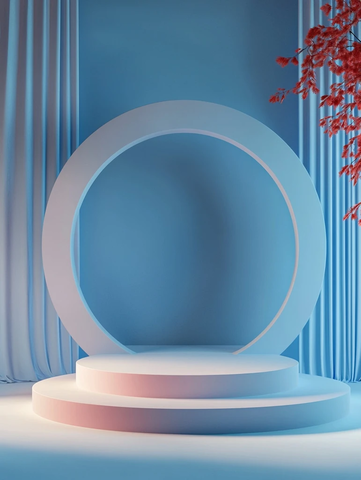 蓝色几何形状圆形舞台设计