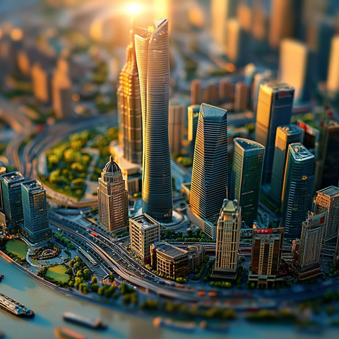 现代化大都市高楼林立的繁华景象