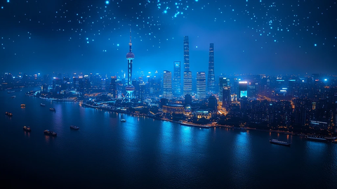 上海夜景航拍图璀璨灯光照亮城市天际线