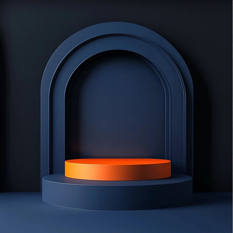 深蓝与橙色产品展示台