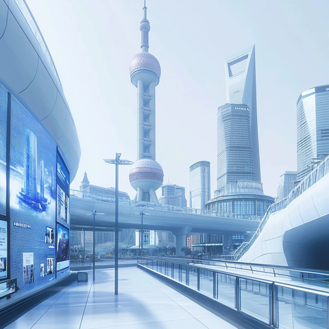 东方明珠塔下的现代化都市景象