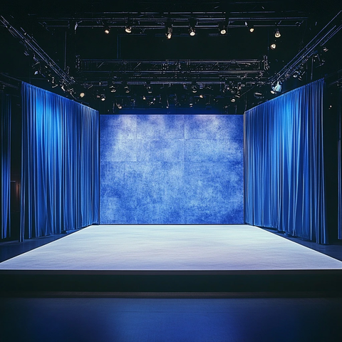 白色舞台蓝色背景