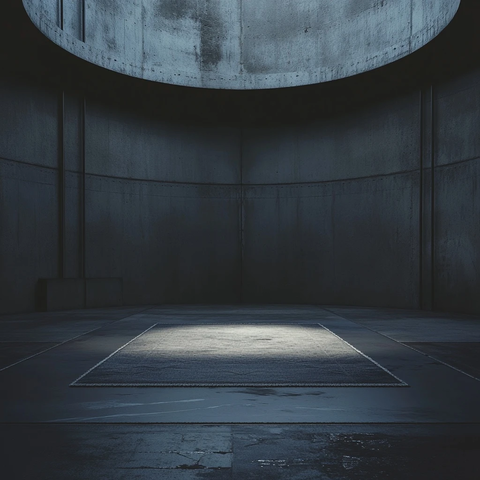 方形地毯与空旷圆形房间