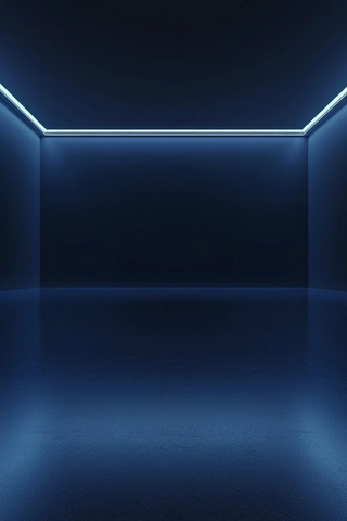 暗蓝背景 LED灯带 空房间