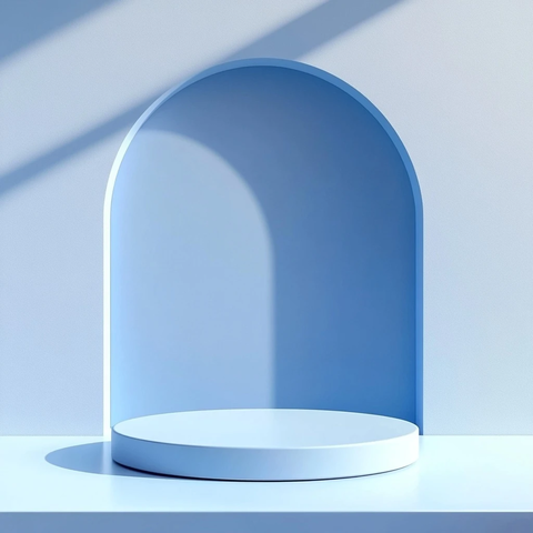 蓝色讲台白色背景