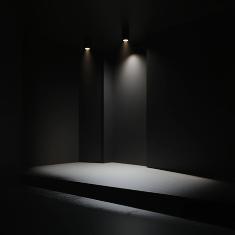 黑色工作室聚光灯展示