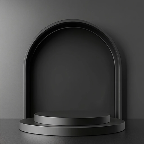 灰色背景黑色拱形圆形讲台