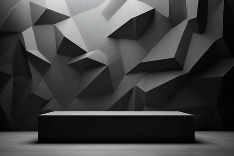 多边形讲台与纸艺背景
