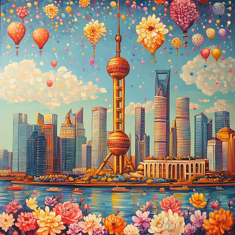 东方明珠塔及周边城市建筑景观