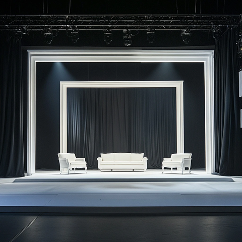 白色舞台框架与家具