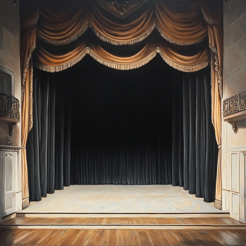 剧院舞台与黑色幕布
