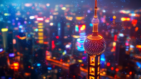 东方明珠塔璀璨夜景城市灯火辉煌