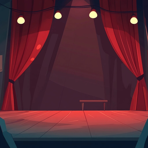 红色幕布与灯光
