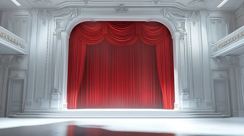 白色剧院红色幕布