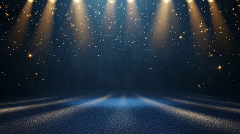 深蓝舞台金色聚光灯