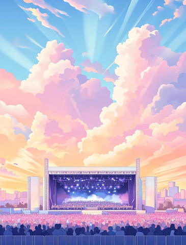 音乐节舞台与人群