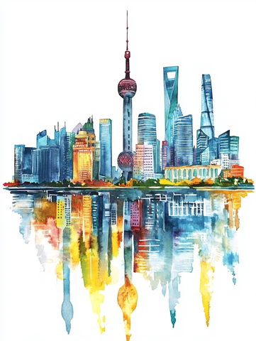 东方明珠塔领衔的城市天际线全景图