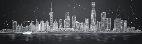 城市夜景剪影展现现代化都市天际线