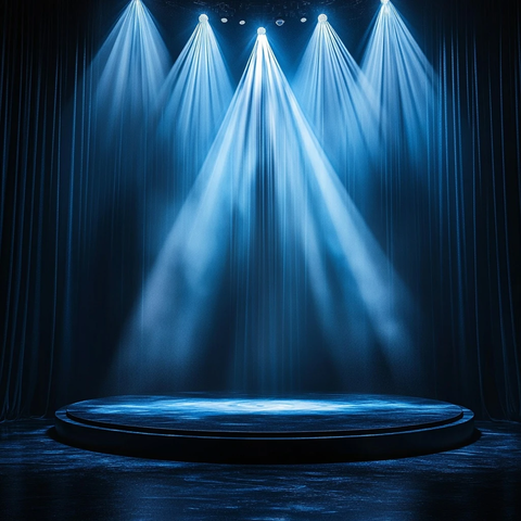 舞台中央聚光灯下的展示