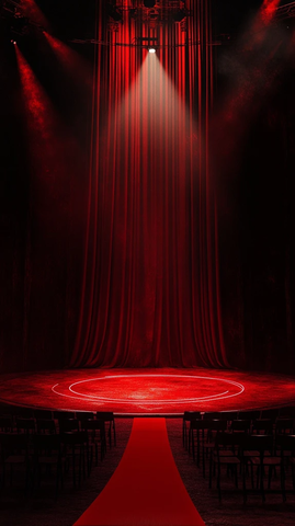 舞台灯光下的红毯与幕布