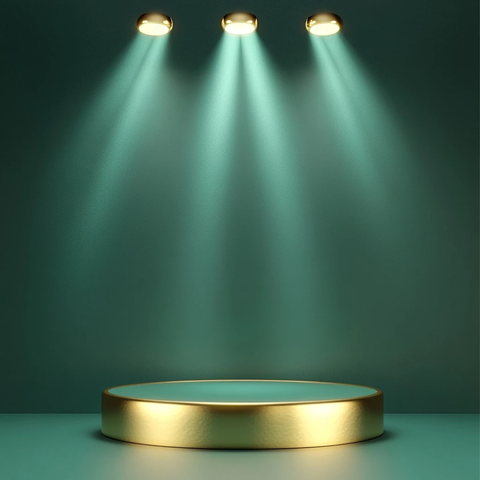 金色领奖台灯光照射