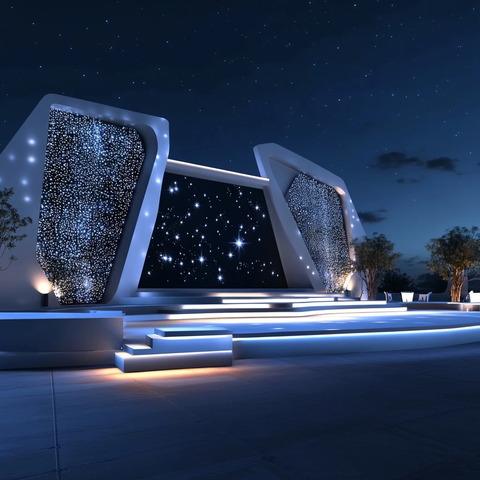 现代户外舞台夜景