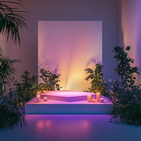 白色舞台紫色灯光