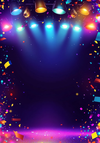 舞台灯光与彩带装饰