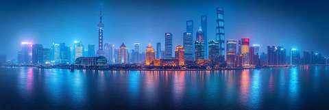 上海外滩夜景城市建筑灯光秀全景