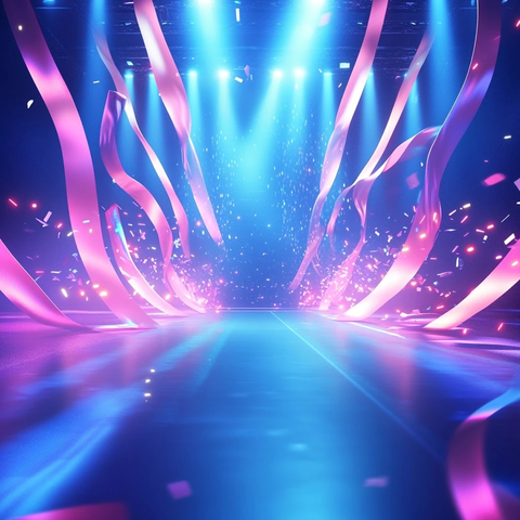 霓虹灯下游泳的二维彩带