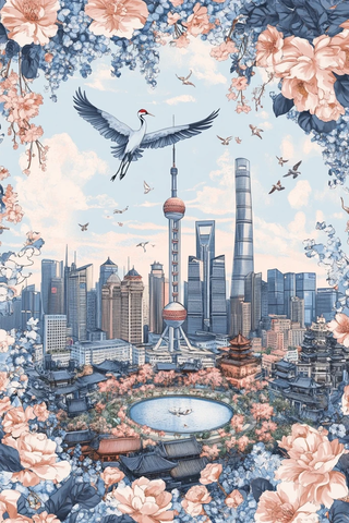 东方明珠周边城市景观图