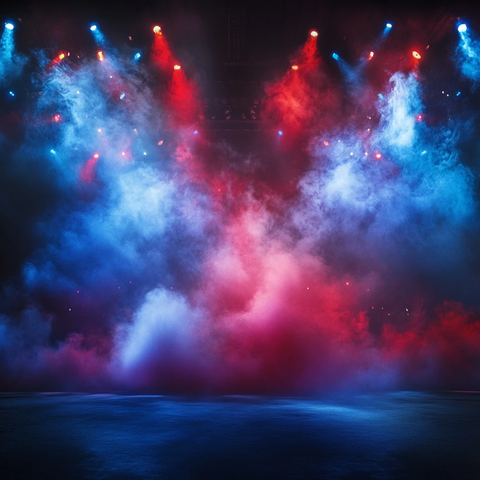 蓝红烟雾中的战斗