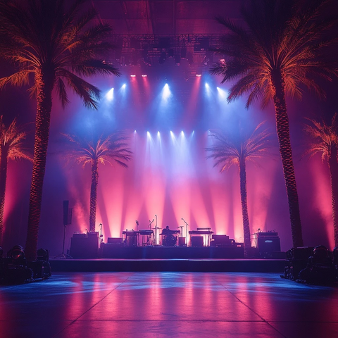 舞台灯光与棕榈树