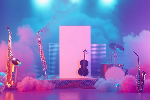 音乐舞台上的小提琴与乐器